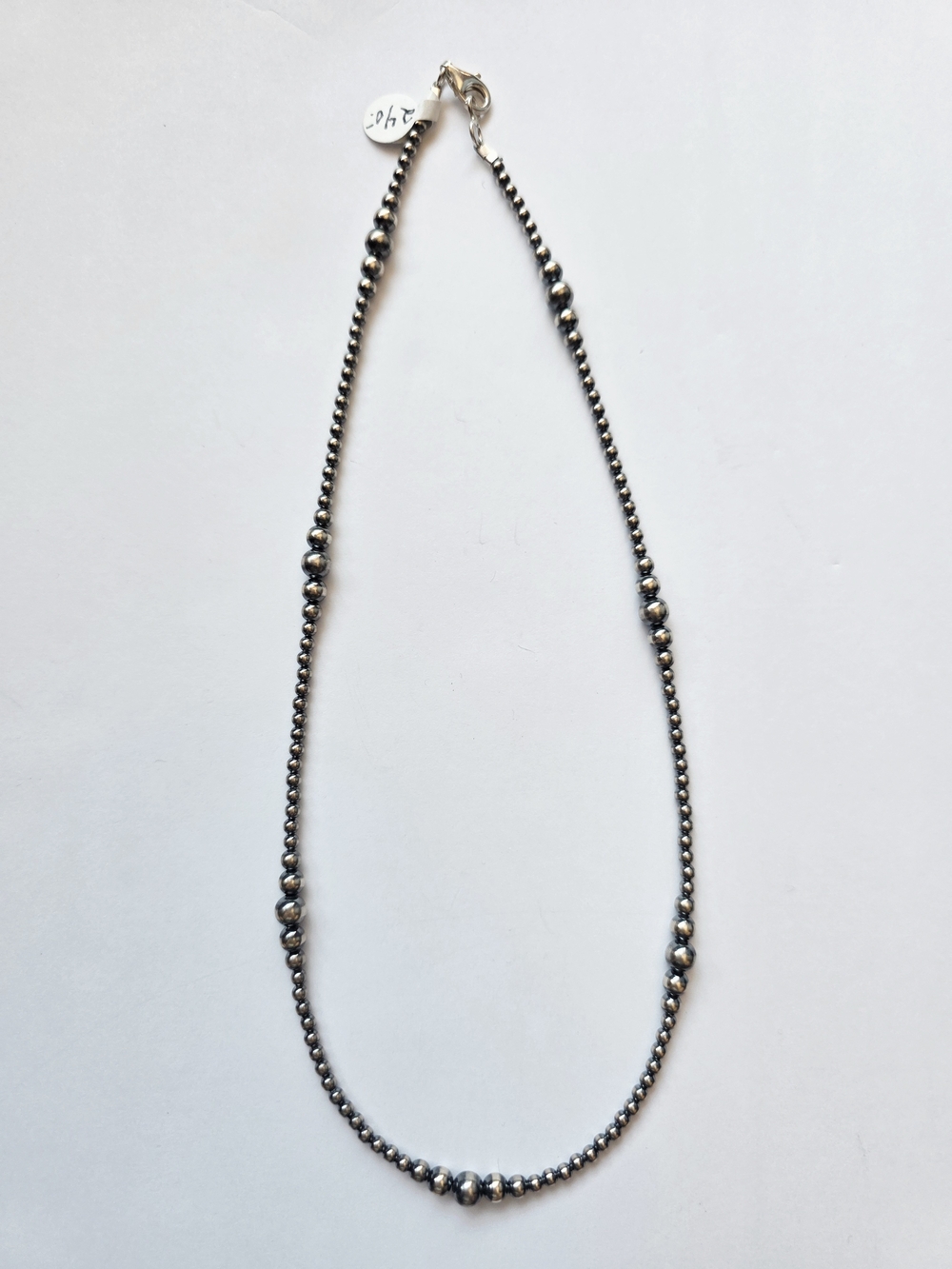 Navajo Pearl Necklace Oxidized Sterling Silver Native American Handmade - Picture 5 of 7